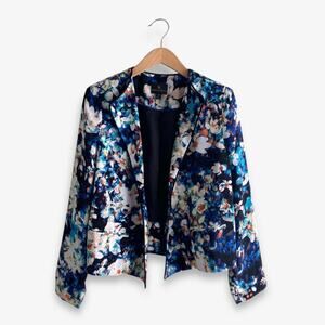 Worthington Women’s Blazer Kaleidoscope Floral Print Blue Small